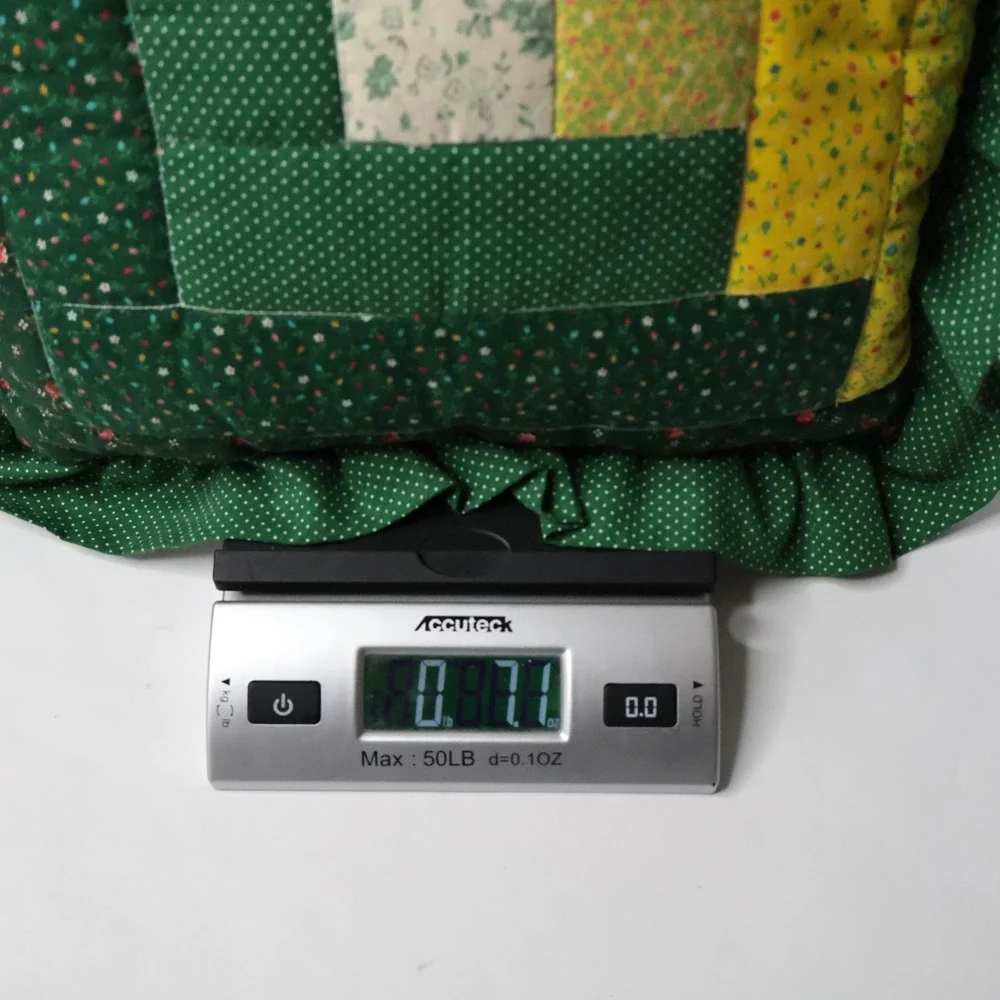 Handmade Log Cabin Quilt‎ Pillow Green Yellow Floral Farmhouse Throw Accent